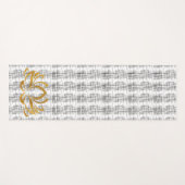 Golden Lotus Silhouette auf Schwarz-Weiß-Muster Yogamatte (Vorderseite (Horizontal))