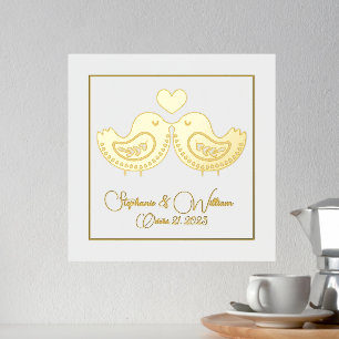 Golden Love Birds mit benutzerdefiniertem Text Foliendrucke
