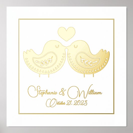 Golden Love Birds mit benutzerdefiniertem Text Foliendrucke (Vorderseite)