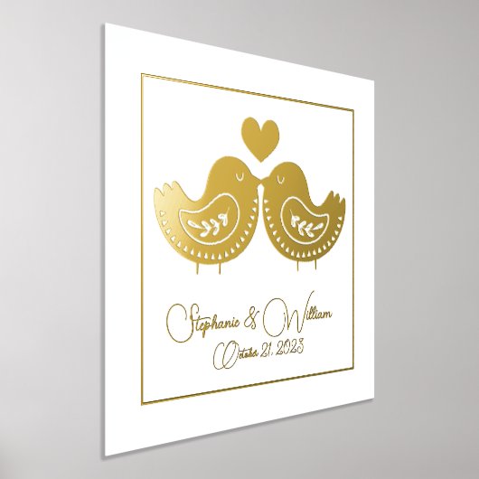 Golden Love Birds mit benutzerdefiniertem Text Foliendrucke (Ablage )