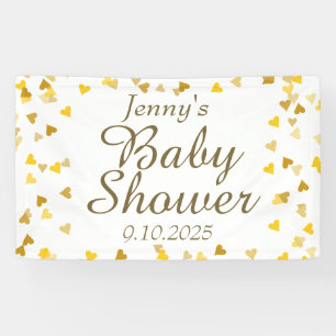 Golden Love Hearts Baby Shower / Konfetti Banner
