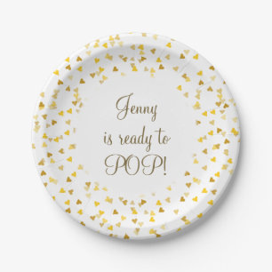 Golden Love Hearts Sie ist bereit zu platzen Baby  Pappteller