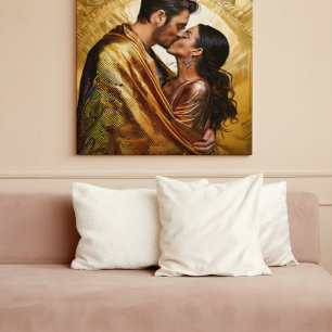 Golden Lovers Portrait ❤️ Klimt Inspiriertes Desig Leinwanddruck