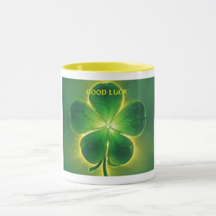 Golden Lucky Clover Glow Viel Glück Tasse