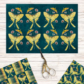 Golden Luna Moth mit Blume auf Aquamarin mit Karie Geschenkpapier Set