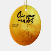 Golden Lunar Vietnamese Katze Jahr 2023 CO Keramik Ornament (Rechts)