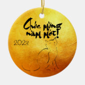 Golden Lunar Vietnamese Katze Jahr 2023 CO Keramik Ornament (Vorne)