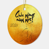 Golden Lunar Vietnamese Katze Jahr 2023 CO Keramik Ornament (Links)