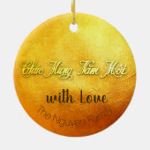 Golden Lunar Vietnamese Katze Jahr 2023 CO Keramik Ornament (Hinten)