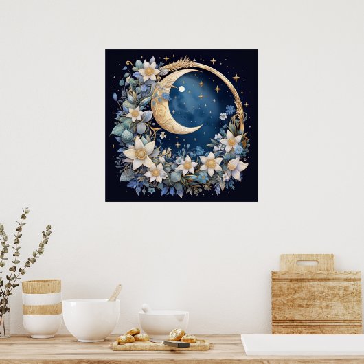 Golden Lunar Wreath Poster (Küche)