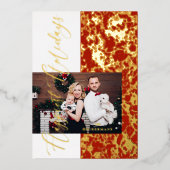 Golden Luxe Foto Whimsical Happiest Holidays Folieneinladung (Vorderseite)