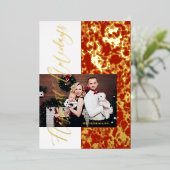 Golden Luxe Foto Whimsical Happiest Holidays Folieneinladung (Stehend vorne)