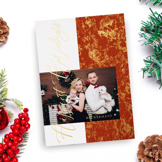 Golden Luxe Foto Whimsical Happiest Holidays Folieneinladung