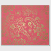 Golden Luxe Paisley auf tropisch rosa Hintergrund Geschenkpapier (Flach)