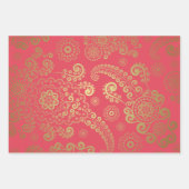 Golden Luxe Paisley auf tropisch rosa Hintergrund Geschenkpapier Set (Vorderseite 2)