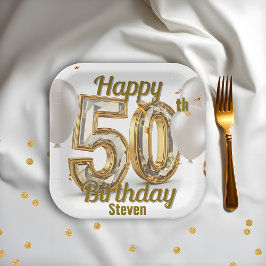 Golden Luxuriöse Elegance 50. Geburtstag Pappteller
