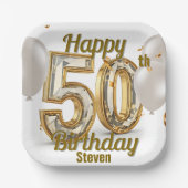 Golden Luxuriöse Elegance 50. Geburtstag Pappteller (Vorderseite)