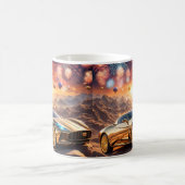 golden luxury car in a desert landscape kaffeetasse (Mittel)