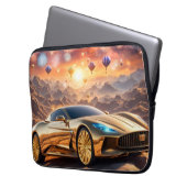 golden luxury car in a desert landscape laptopschutzhülle (Vorderseite Links)