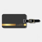 Golden Luxury Elegant Leather Texture Monogram Gepäckanhänger (Vorderseite horizontal)