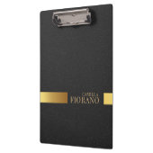 Golden Luxury Elegant Leather Texture Monogram Klemmbrett (Links)