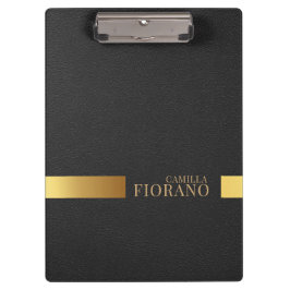 Golden Luxury Elegant Leather Texture Monogram Klemmbrett