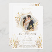 Golden Luxury Gradient Wedding Einladung Foto (Vorne/Hinten)