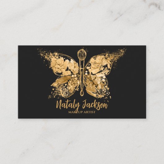 Golden Luxury Makeup Butterfly Visitenkarte (Vorderseite)