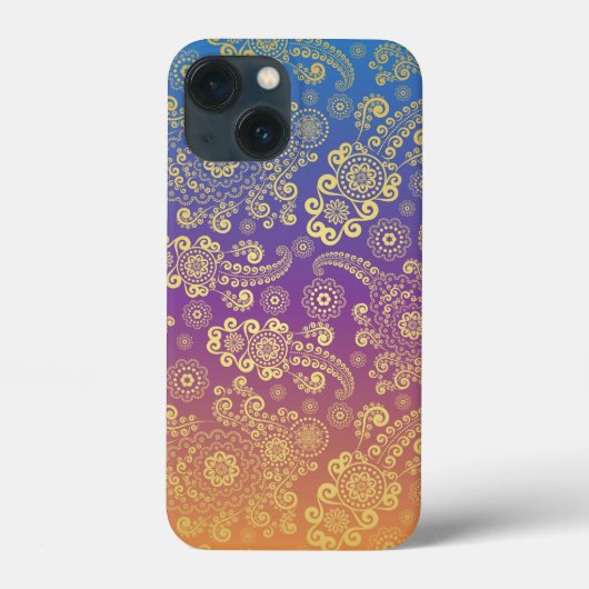 Golden Luxury Paisley on Blue, Lila und Orange Case-Mate iPhone Hülle (Rückseite)