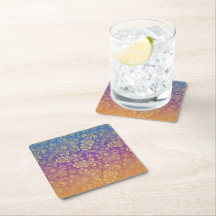 Golden Luxury Paisley on Blue, Lila und Orange