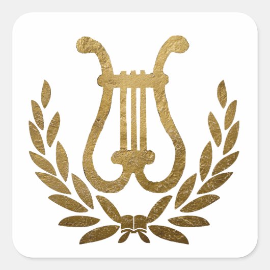 Golden Lyre tote Quadratischer Aufkleber (Vorderseite)