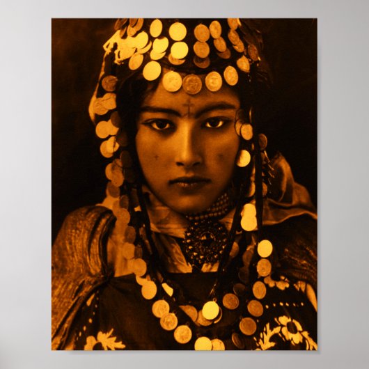 Golden Maghreb Ouled Naïl Berber Girl Female Frau Poster (Vorne)
