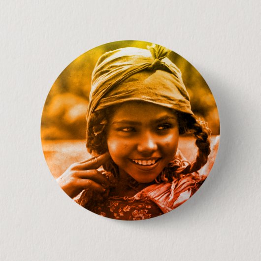 Golden Maghreb Tunesische Djerba Mädchen Button (Vorderseite)