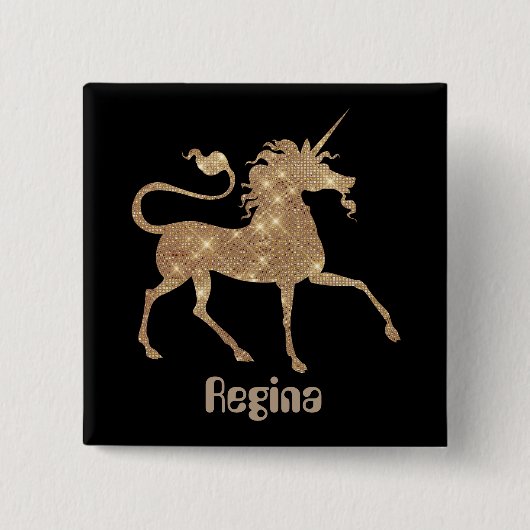 Golden Magical unicorn Schaltfläche Name hinzufüge Button (Vorderseite)