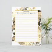 Golden Magnolia Floral Writer Paper (Stehend Vorderseite)