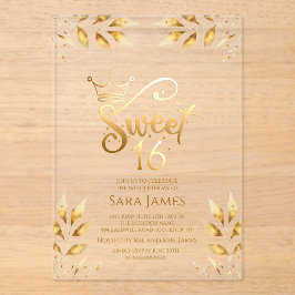 Golden Majesty Sweet 16 Acrylic Invitation Acryleinladungen