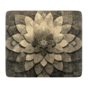 Golden Mandala Antike Blume Glas Schneidebrett