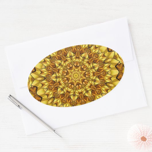 Golden Mandala Antique Abstract Design-63495 Ovaler Aufkleber (Umschlag)