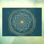 Golden Mandala auf Aquamarin Fensteraufkleber (Blatt 3)
