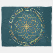 Golden Mandala auf Aquamarin Fleecedecke (Vorderseite (Horizontal))