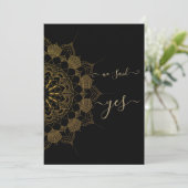 Golden Mandala Black Einladung (Stehend Vorderseite)