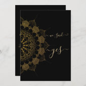 Golden Mandala Black Einladung (Vorne/Hinten)