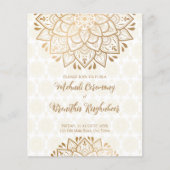 Golden mandala Budget Mehndi Einladung (Vorderseite)