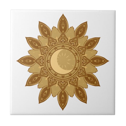 Golden Mandala Ceramic Fliese (Vorderseite)