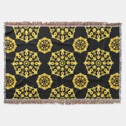 Golden Mandala Design mit symmetrischen Mustern Decke (Vorderseite)