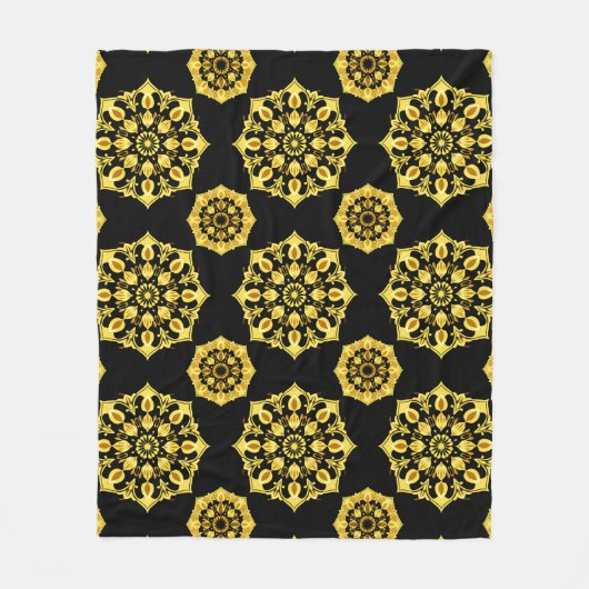 Golden Mandala Design mit symmetrischen Mustern Fleecedecke (Vorderseite)
