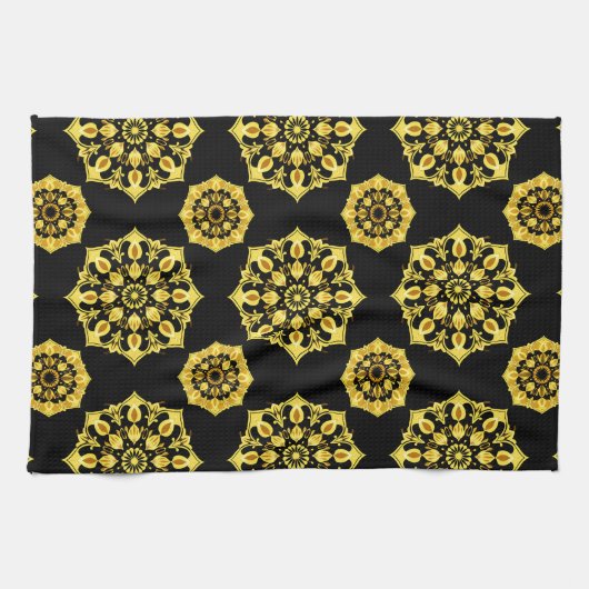 Golden Mandala Design mit symmetrischen Mustern Geschirrtuch (Horizontal)