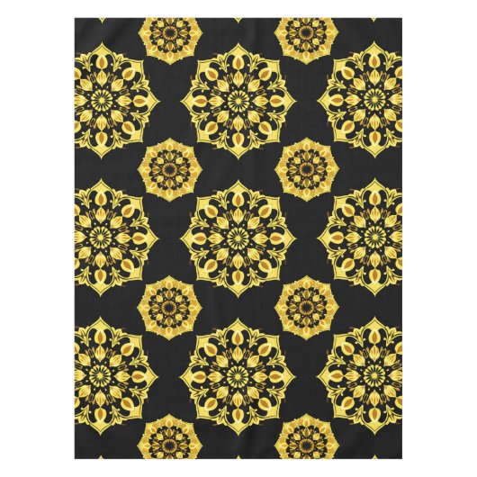 Golden Mandala Design mit symmetrischen Mustern Tischdecke (Vorderseite)