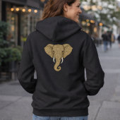 Golden Mandala Elephant - Boho Graphic Art Print Hoodie
