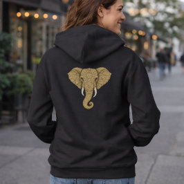 Golden Mandala Elephant - Boho Graphic Art Print Hoodie